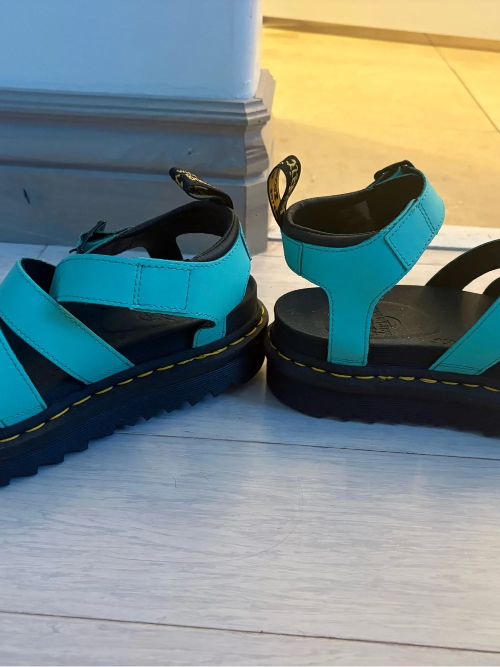 Mint blue dr marten sandals